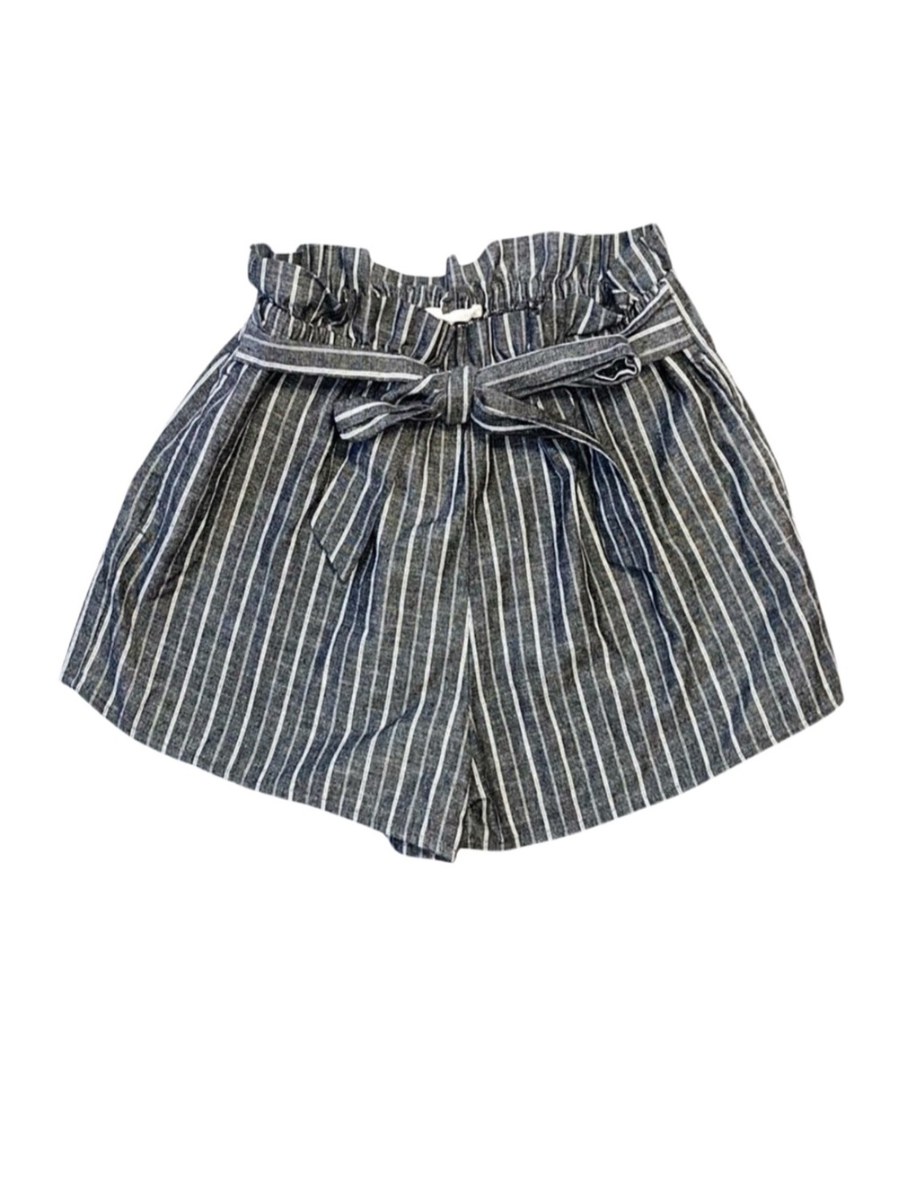 LOVE TREE Women's Grey Pin Striped Paperbag Shorts